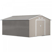 Outsunny 11' X 13' Garden Storage Shed With Double Sliding Door And 4 Ventilation Slots, Garden Tool