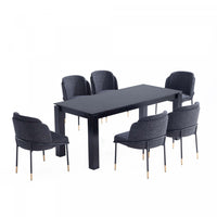 Flor and Rockaway Modern Industry Chic 7-Piece Dining Set in Black 