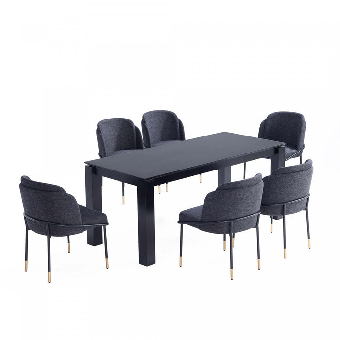 Flor and Rockaway Modern Industry Chic 7-Piece Dining Set in Black
