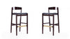 Klismos Mid-Century Modern Wood Upholstered Barstool in Black - Set of 2
