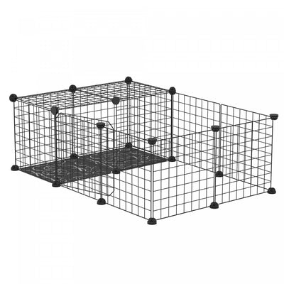 Pawhut Pet Playpen Small Animal Cage With 16 Panels, Portable Metal Wire Pet Fence With Door, Non-sl|Pawhut Cage Pour Petit Animal Avec 16 Panneaux, Cloture Portable En Fil Metallique Avec Porte, Pieds