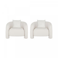 Sylvia Modern Glam Tweed Lounge Chair in Ivory - Set of 2 