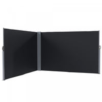 Outsunny Retractable Double Side Awning, Outdoor Privacy Screen, Black