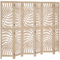 HOMCOM 6 Panel Room Divider, Detachable Privacy Screens, Natural Wood