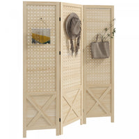 HOMCOM 4.7' 3 Panel Room Divider with Pegboard Display for Indoor