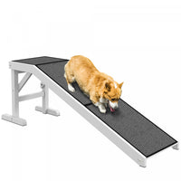 Pawhut Pet Ramp Bed Steps For Dogs Cats Non-slip Carpet Top Platform Pine Wood 59