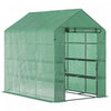 Outsunny 84\"x 56\" X 77\" Walk-in Greenhouse 2-tier Flower Rack Outdoor Plant Garden Pe Cover Steel Frame With Roll Up Door, Green