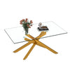 Olivia 39.37\" Rectangular Glass Coffee Table with Stylish Metal Legs,Gold