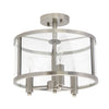 Salerno 3 Light Semi-flushmount Ceiling Light, Brushed Nickel, 13\"D Lamp