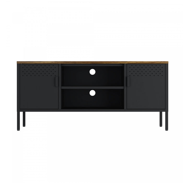 Landen Modern 47\" Metal Storage Cabinet in Black Armoire