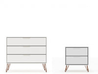 Rockefeller Mid-Century Modern 2-Piece Dresser Set in White 