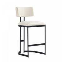 Juno Contemporary Modern Vegan Leather Metal Counter Stool in Ivory 