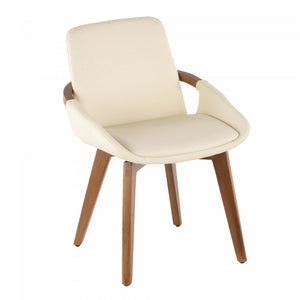 LumiSource Cosmo Faux Leather Mid-Century Dining Chair - Walnut/Cream