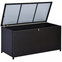 Outsunny 75 Gallon Wicker Outdoor Storage Box, Deck Box With Gas Strut