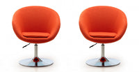 Hopper Modern Upholstered Swivel Lounge Chair in Orange - Set of 2 Accent Chair
