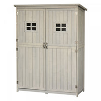 Outsunny 4 X 1.5ft Wooden Garden Shed With Two Windows, Outdoor Tool Storage Cabinet Organizer, Doub