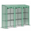 Outsunny Lean-to Mini Greenhouse W/ 3 Tier Shelves, 3 Roll-up Doors, Green