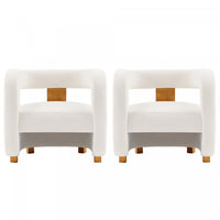 Amirah Modern Velvet Lounge Chair in White - Set of 2