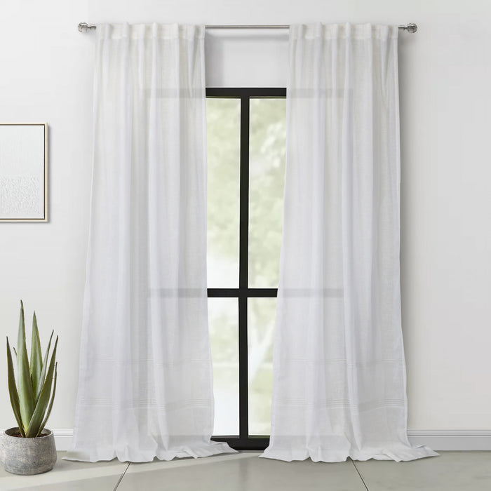 Habitat Alicante White Sheer Dual Header Curtain Panel - 52 x 84