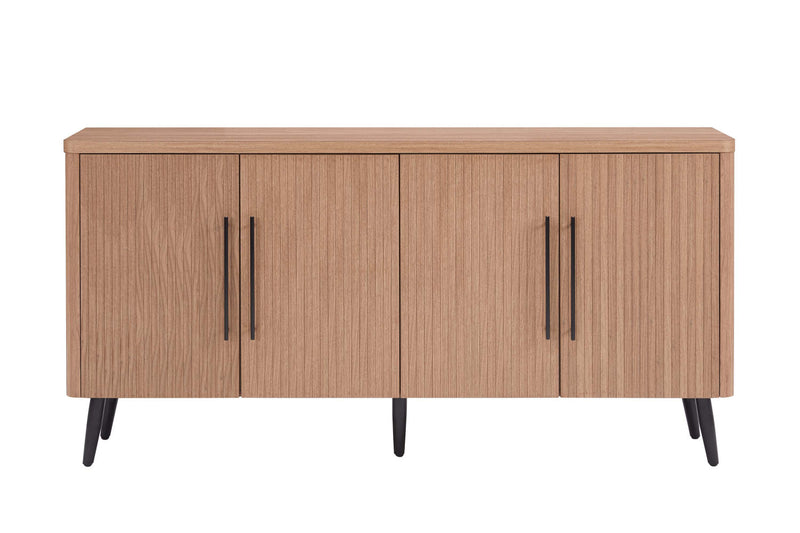 Jodie Mid-Century Modern 65\" Fluted Sideboard in Maple Buffet