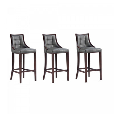 Fifth Avenue Traditional Wood Upholstered Barstool in Graphite - Set of 3 | Tabouret de bar traditionnel en bois avec assise rembourree Fifth Avenue, graphite – Lot de 3