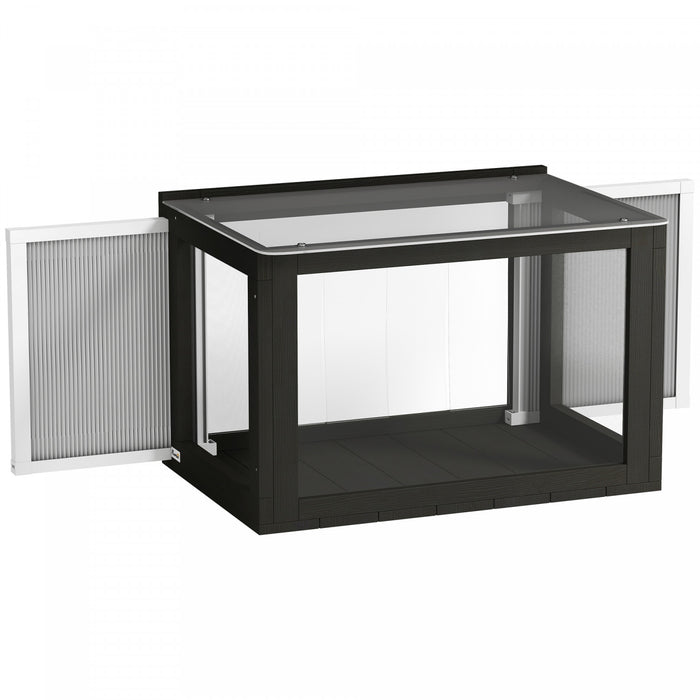 PawHut Acrylic Cat Window Catio, Catio Outdoor Enclosure with Wooden Frame, Cat Window Box with Waterproof Roof for Sunbathing, Napping, Enjoying The Outdoor Sight, for 25\"–41\"