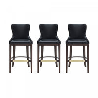 Blair Modern Wood Upholstered Barstool in Black - Set of 3 Bar Stool 