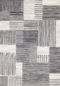 Forte White Grey Black Modern Striped Patches Area Rug - 5'3