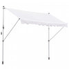 Outsunny 10x5ft Manual Retractable Awning, Patio Sun Shade Canopy Shelter With 5.6-9.2ft Support Pole, Water Resistant Uv Protector, For Window, Door, Porch, Deck, White