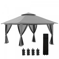 Outsunny 13' X 13' Pop Up Canopy With Mesh Sidewalls, Easy Up Canopy Tent Shelter With 2-tier Roof,