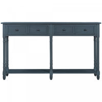 Phyllis Solid Wood Console Table With Drawers And Bottom Shelf - Antique Navy