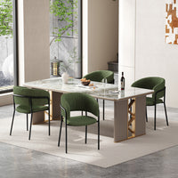 Ethan Set of 4 Modern Corduroy Upholstery Side Chair with Angled Legs and Adjustable Feet,Green Dining Chair 