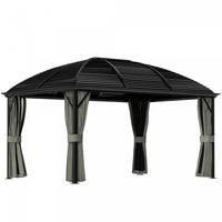 Outsunny 10' X 13' Hardtop Gazebo With Mesh Nettings, Dark Grey
