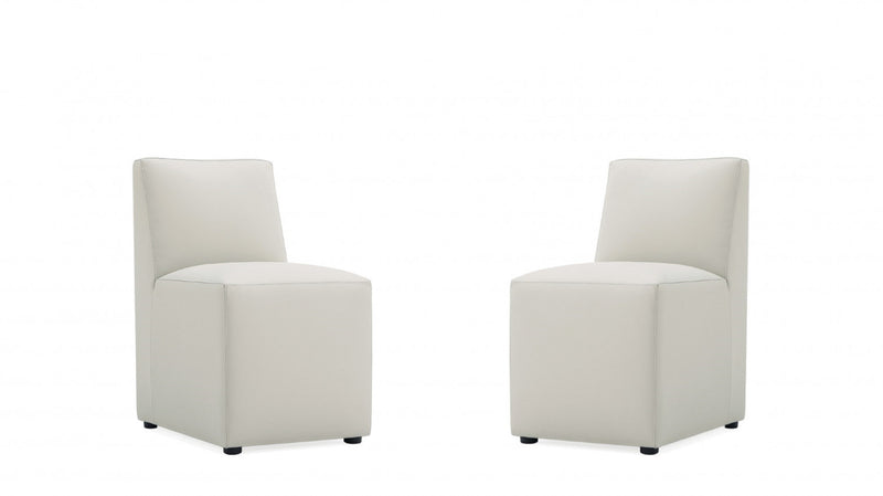 Anna Square Modern Vegan Leather Dining Chair in Stone Gray - Set of 2