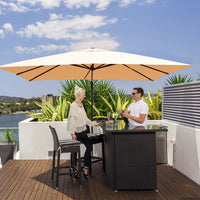 Costway 10'x13' Patio Offset Cantilever Umbrella Aluminum 360° Rotation Tilt Beige