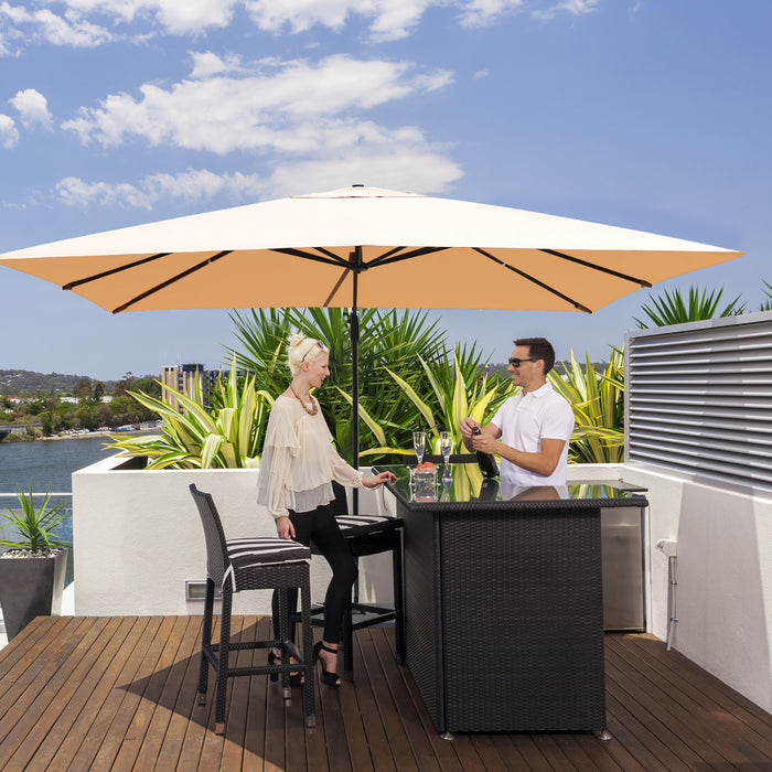 Costway 10'x13' Patio Offset Cantilever Umbrella Aluminum 360° Rotation Tilt Beige