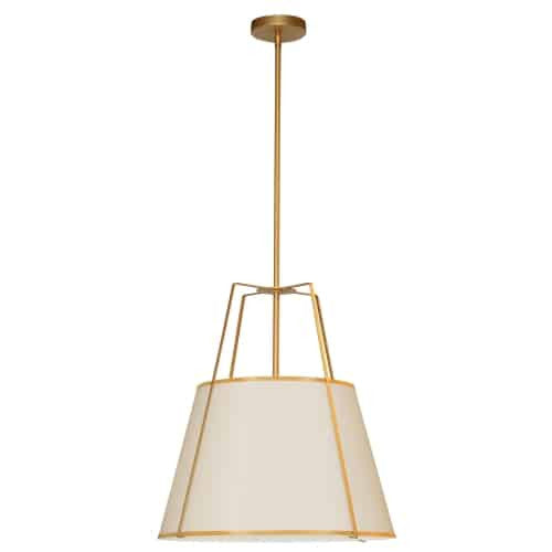 Dainolite Trapezoid 3 Light Pendant Trapezoid Gold/Cream Shade White Fabric Diffuser Lamp