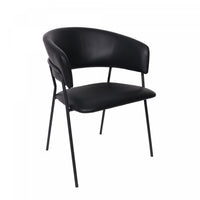 Slate Contemporary Modern Vegan Leather Metal Armchair in Black - Set of 2 