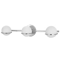 Dainolite Sofia 3 Light Vanity Light Polished Chrome Finish White Glass Lamp