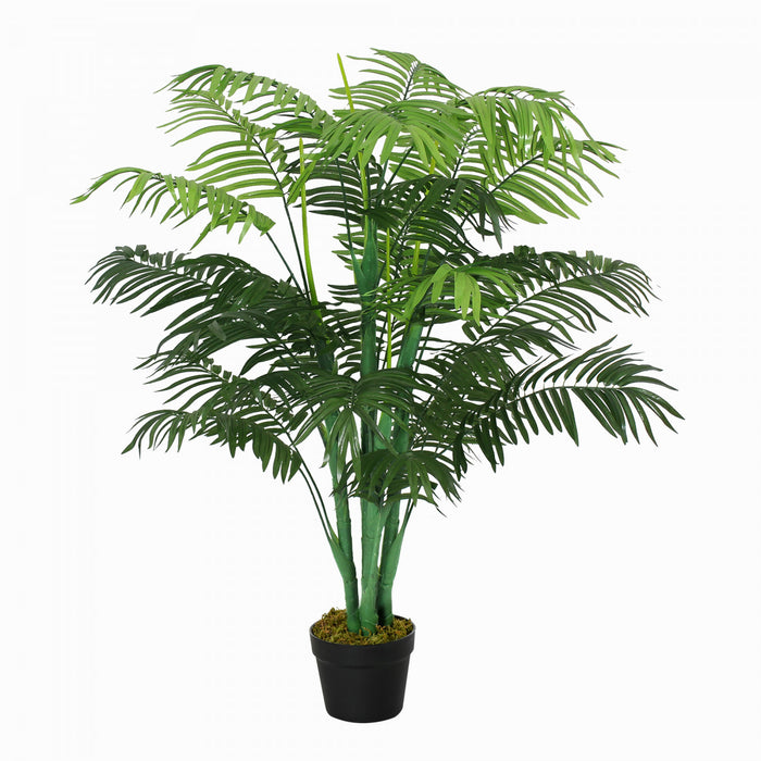 Outsunny 4FT Artificial Tropical Palm Tree Faux Plant with Lifelike Leaves