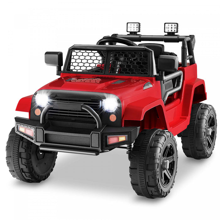 Costway 12v Kids Ride On Truck Car Electric Vehicle Remote With Music & Light Red