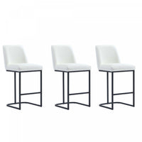 Serena Modern Metal Upholstered Counter Stool in White - Set of 3 Bar Stool