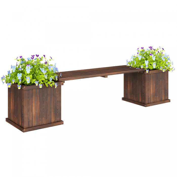 Outsunny Raised Garden Bed Plant Stand Wooden Garden Planter & Bench