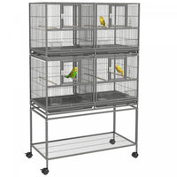 Pawhut 61 Inch Large Double Rolling Metal Bird Cage Bird House With Removable Metal Tray, Storage Sh
