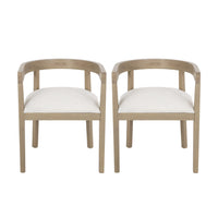 Tina Dining Arm Chairs Set Of 2 With Upholstery Fabric,open Back Style - Beige 