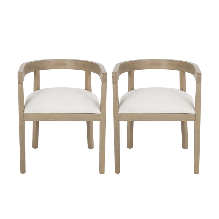 Tina Dining Arm Chairs Set Of 2 With Upholstery Fabric,open Back Style - Beige 