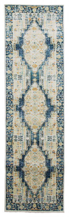 Kinsley Traditional 2'7\" x 8'0\" Runner Rug in Blue Indoor Area Rug