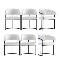 Augusta Modern Metal Vegan Leather Dining Chair in White - Set of 6 