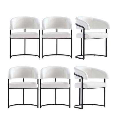 Augusta Modern Metal Vegan Leather Dining Chair in White - Set of 6 | Chaise de salle a manger Augusta moderne en metal et cuir vegetalien blanc - Lot de 6