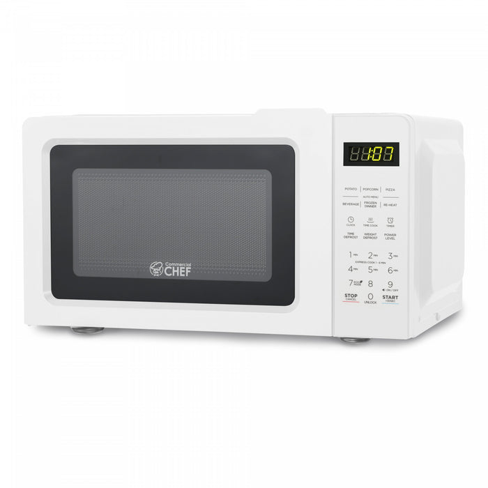 CHM Series Commercial Chef 0.7 Cu. Ft. Countertop Microwave Oven, CHM770W, White Countertop Microwave Less 1cuft